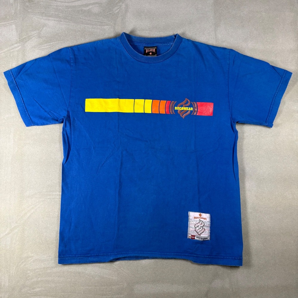 Vintage Rocawear Mens Graphic T-Shirt Blue Large‎ Y2K Hip Hop Streetwear Tee